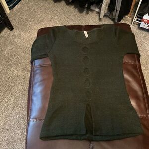 Women's Dark Green Crew Neck Sweater